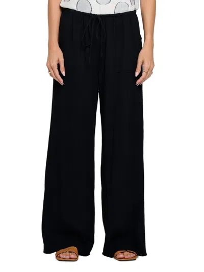 Renee C Women's . Relaxed Linen Pants In Black