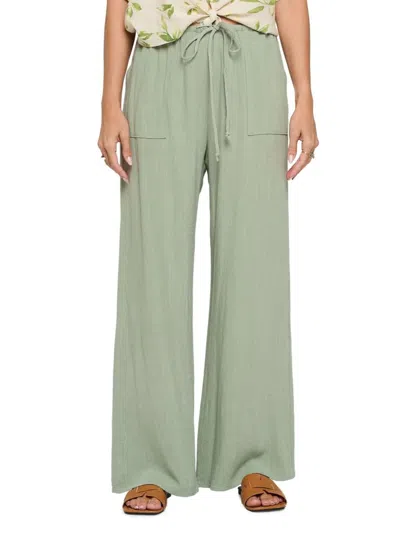 Renee C Women's . Relaxed Linen Pants In Olive