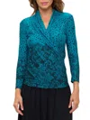 Renee C Women's . Surplice Printed Top In Blue
