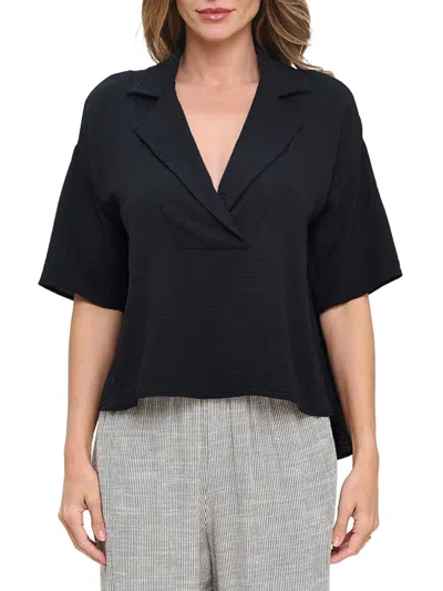 Renee C Women's . V Neck Oversized Top In Black