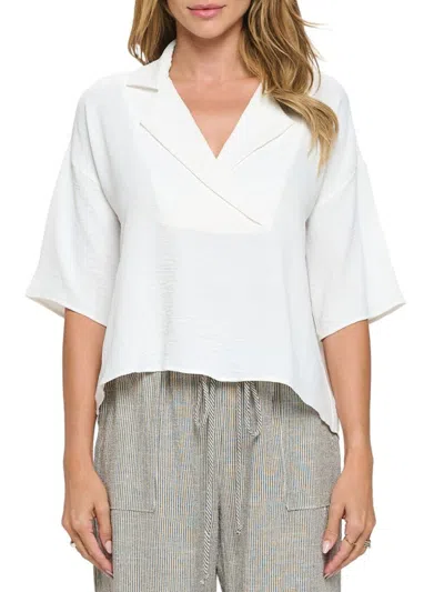 Renee C Women's . V Neck Oversized Top In White