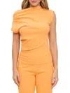 Renee C Women's Rib-knit Asymmetric Top In Orange