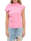Renee C Women's Rib-knit Asymmetric Top In Pink