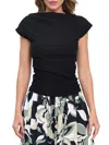 Renee C Cowl Neck Rib Knit Top In Black