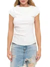 Renee C Women's Rib Knit Cowl Neck Top In Ivory