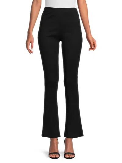 Renee C Women's Rib Knit Flare Pants In Black