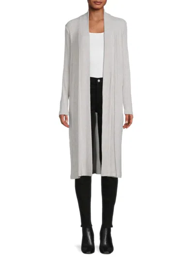 Renee C Women's Rib Knit Longline Cardigan In Grey