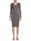 Renee C Women's Rib Knit Midi Dress In Charcoal