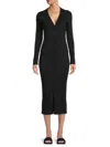 Renee C Women's Ribbed Cardigan Midi Dress In Black