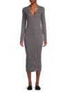 Renee C Women's Ribbed Cardigan Midi Dress In Charcoal