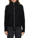 Renee C Women's Ribbed Full Zip Sweater In Black