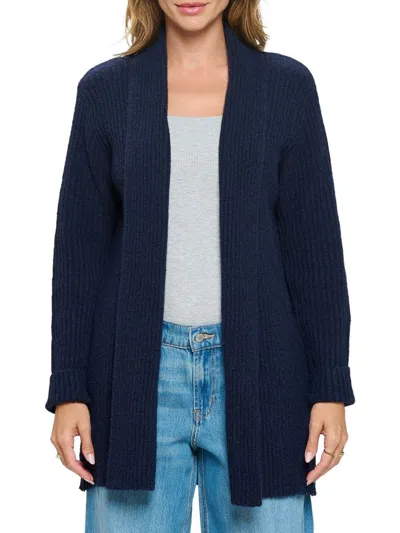 Renee C Women's Ribbed Longline Cardigan In Navy