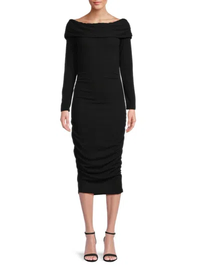Renee C Women's Ribbed Off Shoulder Midaxi Dress In Black