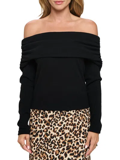 Renee C Women's Ribbed Off The Shoulder Top In Black