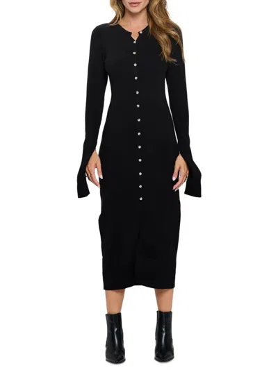 Renee C Women's Ribbed Sweater Midi Dress In Black