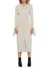 Renee C Women's Ribbed Sweater Midi Dress In Oyster