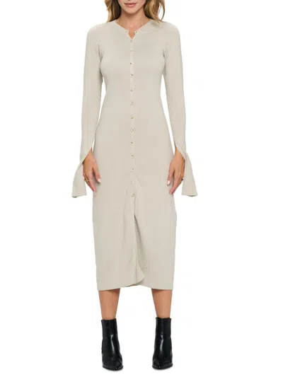Renee C Women's Ribbed Sweater Midi Dress In Oyster