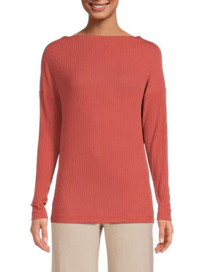 Renee C Women's Ribbed Top In Sienna