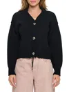 Renee C Women's Ribbed Trim Cardigan In Black