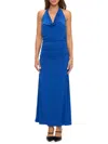 Renee C Women's Ruched Back Halter Dress In Blue