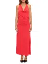 Renee C Women's Ruched Back Halter Dress In Red