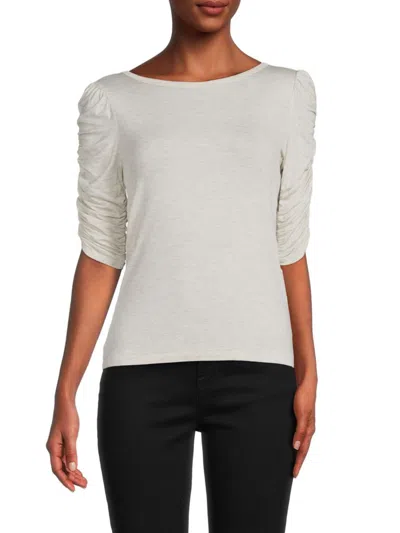 Renee C Women's Ruched Elbow Sleeve Top In Taupe