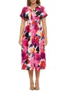 Renee C Women's Ruched Floral-print Collared Midi-dress