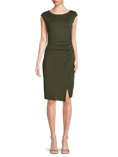 Renee C Women's Ruched Knit Sheath Dress In Olive
