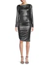 Renee C Women's Ruched Metallic Bodycon Dress In Black Silver