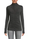 Renee C Women's Ruched Mockneck Top In Charcoal