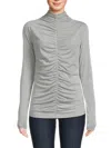 Renee C Women's Ruched Mockneck Top In Heather Grey