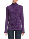 Renee C Women's Ruched Mockneck Top In Purple