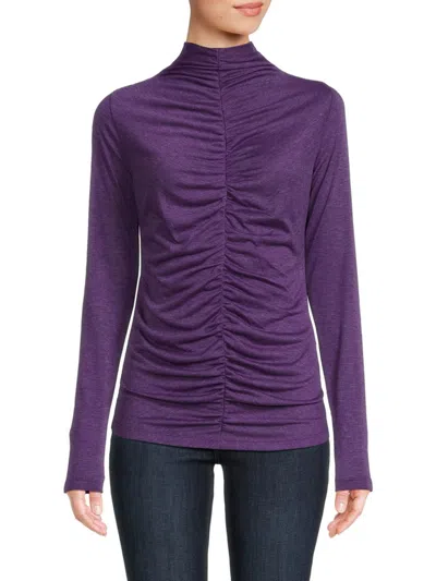 Renee C Women's Ruched Mockneck Top In Purple