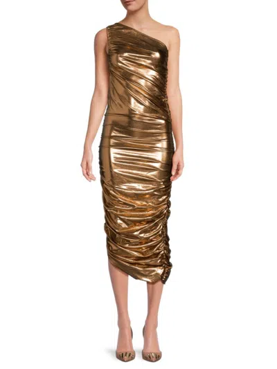 Renee C Women's Ruched One Shoulder Midi Dress In Copper