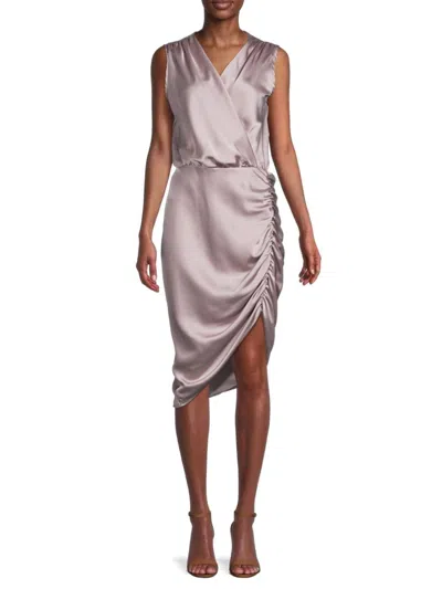 Renee C Women's Ruched Satin Blouson Dress In Dusty Lavender