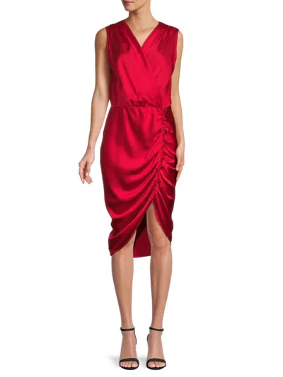 Renee C Women's Ruched Satin Blouson Dress In Red