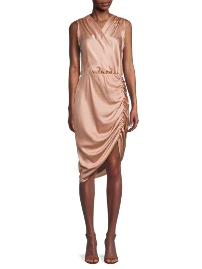 Renee C Women's Ruched Satin Blouson Dress In Rose