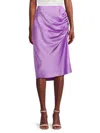Renee C Women's Ruched Satin Midi Skirt In Lavender