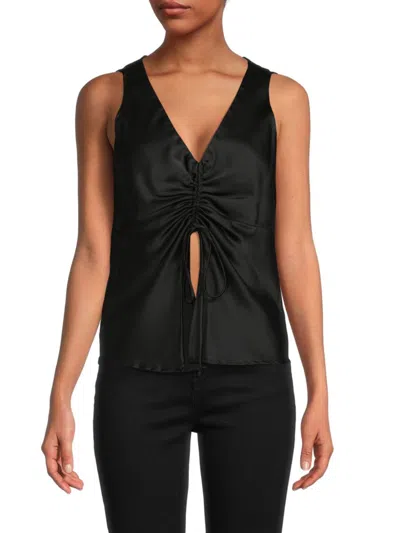 Renee C Women's Ruched Satin Top In Black