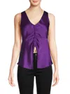 Renee C Women's Ruched Satin Top In Dark Purple