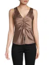 Renee C Women's Ruched Satin Top In Dune