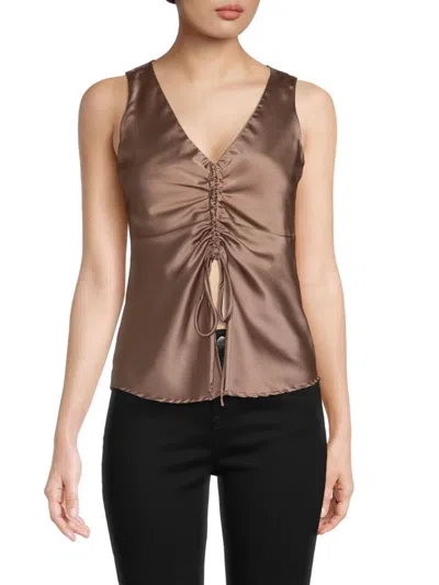 Renee C Women's Ruched Satin Top In Dune