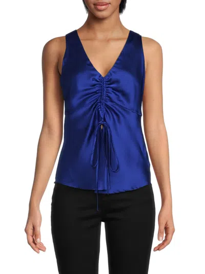Renee C Women's Ruched Satin Top In Royal Blue