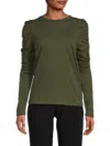 Renee C Women's Ruched Sleeve Top In Olive