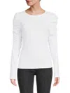 Renee C Women's Ruched Sleeve Top In White