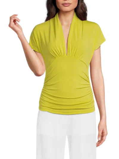 Renee C Women's Ruched Top In Dark Citron