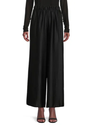 Renee C Women's Satin Ankle Pants In Black