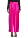 Renee C Women's Satin Ankle Pants In Fuchsia