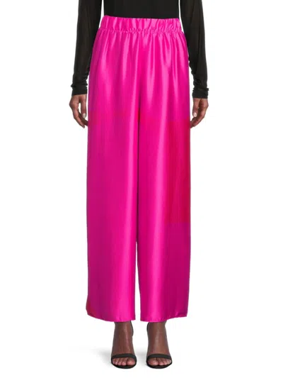 Renee C Women's Satin Ankle Pants In Fuchsia