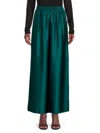 Renee C Women's Satin Ankle Pants In Hunter Green